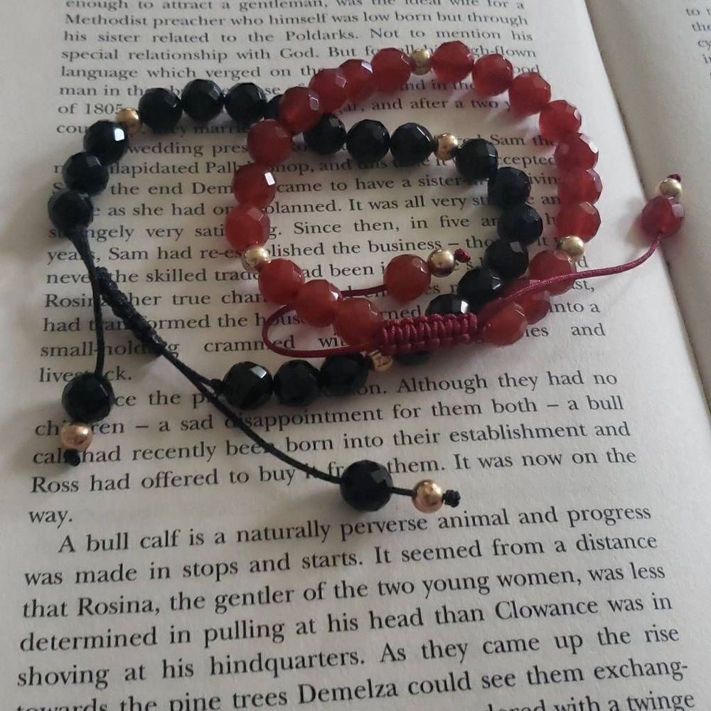 ‎Two Red and Black Adjustable Ankle Bracelets - Picture 2 of 3